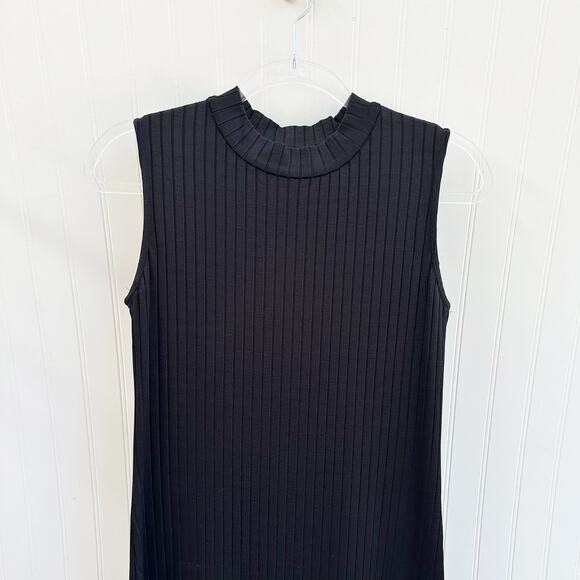 AYR The Weekender Ribbed Midi Dress Black Sleeveless Knit Size Small LBD - Picture 7 of 8